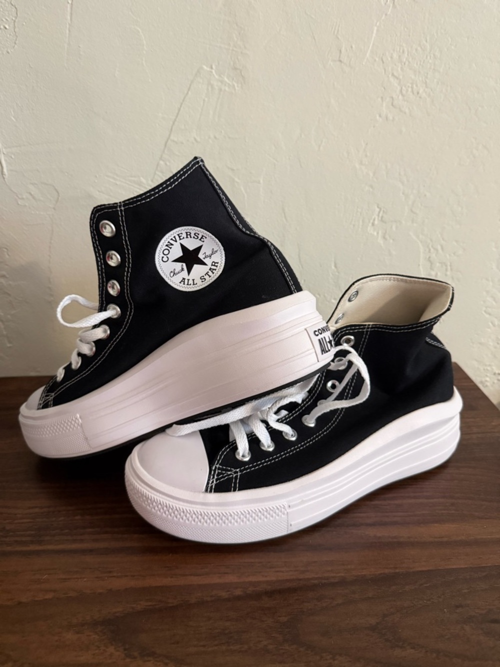 Converse Women’s Black and White Platform Chuck Taylor High Tops